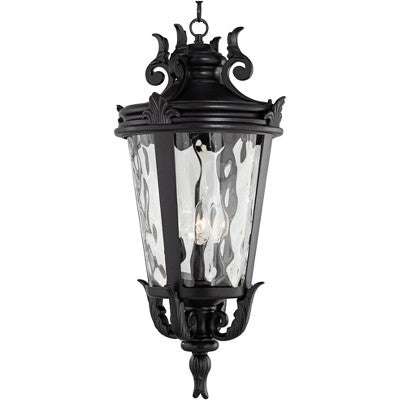  John Timberland Casa Marseille Rustic Outdoor Hanging Light Black Scroll 26 1/4" Clear Water Glass Damp Rated For Post Exterior Barn Deck House Porch