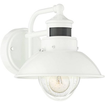  John Timberland Oberlin Rustic Industrial Farmhouse Outdoor Barn Light Fixture White Dusk To Dawn Motion Sensor 9" Clear Seedy Glass For Exterior Deck
