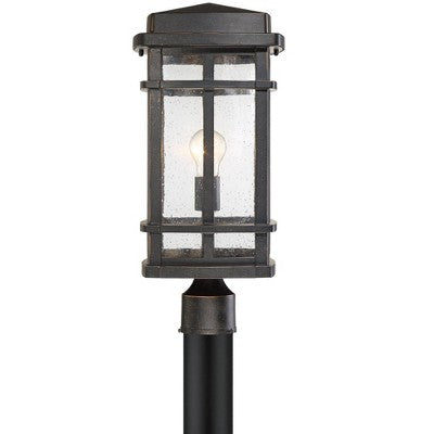  John Timberland Mission Outdoor Post Light Fixture Oil Rubbed Bronze 19 1/4" Clear Seedy Glass For Exterior Garden Yard Walkway
