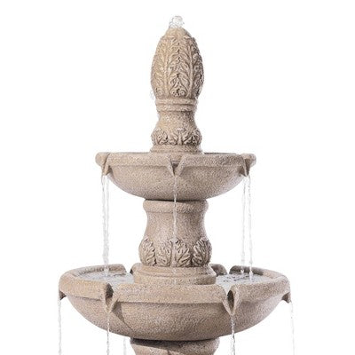  Domanico 57" High Large Italian Indoor Outdoor Decor Sand Stone Floor Fountain Waterfall 3-Tier Outside Garden Patio Yard Backyard