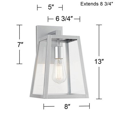  John Timberland Arrington Modern Outdoor Wall Light Fixture Silver Steel 13" Clear Glass For Post Exterior Barn Deck House Porch Yard Posts Patio Home