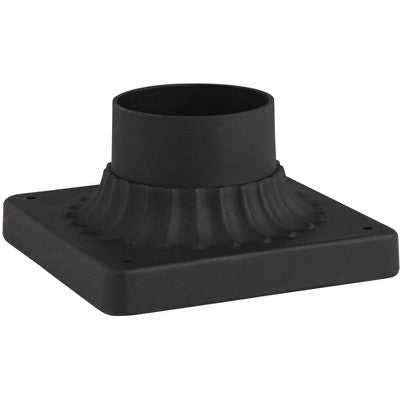  John Timberland Moray Bay 17" High Mission Outdoor Post Light Fixture Pole Porch House With Pier Mount Adapter 3-Light Black Metal Seeded Glass Shade