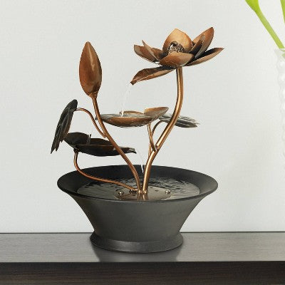  John Timberland Begonia Flowers Modern Zen Cascading Indoor Tabletop Water Fountain 10 1/4" For Table Office Desk Home Bedroom Living Room Relaxation