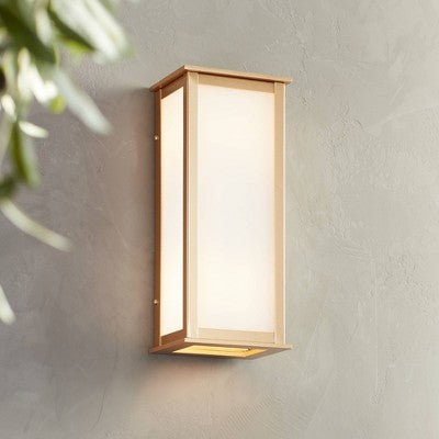  John Timberland Modern Outdoor Wall Light Fixture Warm Gold 12 3/4" Milky White Glass Shade For Exterior Barn Deck House Porch Yard Patio Outside Home