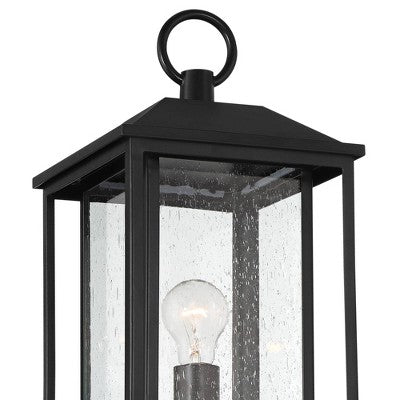  John Timberland Califa Modern Outdoor Post Light Black Metal Cage 21 3/4" Clear Seedy Glass For Exterior Barn Deck House Porch Yard Patio Home Outside
