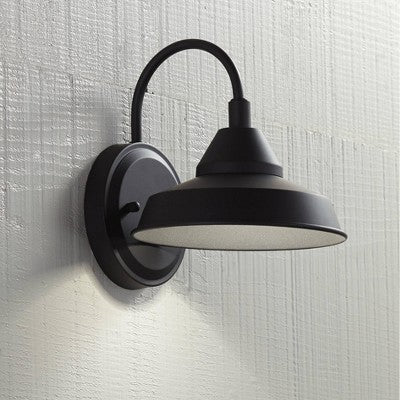  John Timberland Westley Rustic Farmhouse Outdoor Wall Light Fixtures Set Of 2 Black LED Dark Sky Gooseneck Arm 8 1/2" For Post Exterior