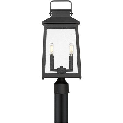  John Timberland Jubliee 20 1/4" High Modern Outdoor Post Light Fixture Pole Porch House Exterior 2-Light Weatherproof Black Metal Clear Glass Shade