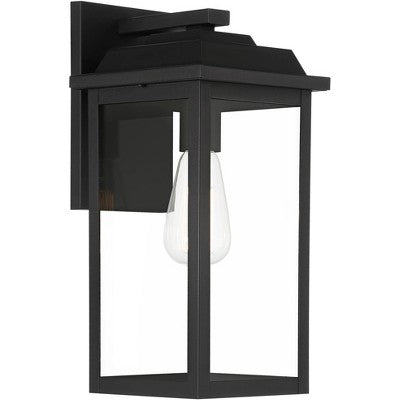  John Timberland Eastcrest Modern Outdoor Wall Light Fixture Textured Black 15 1/4" Clear Glass Panels For Post Exterior Barn Deck House Porch Yard
