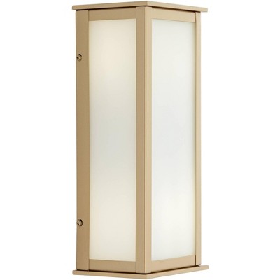  John Timberland Modern Outdoor Wall Light Fixture Warm Gold 12 3/4" Milky White Glass Shade For Exterior Barn Deck House Porch Yard Patio Outside Home