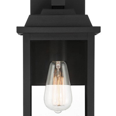  John Timberland Eastcrest Modern Outdoor Wall Light Fixtures Set Of 2 Textured Black Metal 15 1/4" Clear Glass For Post Exterior Barn Deck