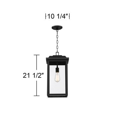  John Timberland Eastcrest Modern Outdoor Hanging Light Textured Black 21 1/2" Clear Glass For Post Exterior Barn Deck House Porch Yard Patio Outside