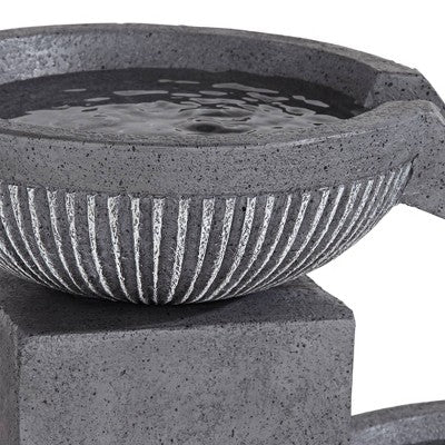  John Timberland Casava Modern 4-Bowl Cascading Outdoor Floor Water Fountain With LED Light 33" For Yard Garden Patio Home Deck Lawn Porch