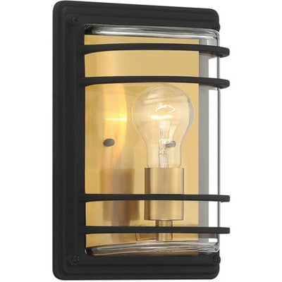  John Timberland Habitat Modern Industrial Outdoor Wall Light Fixture Black Brass 11" Clear Glass For Post Exterior Barn Deck House Porch Yard Patio