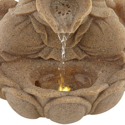 John Timberland Calm Buddha Zen Outdoor Water Fountain With LED Light 14" For Yard Garden Patio Deck Porch House Exterior Balcony Meditation