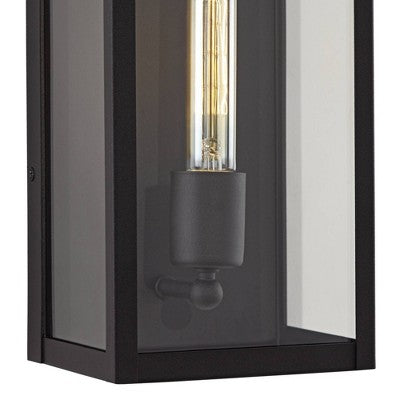 John Timberland Modern Industrial Outdoor Wall Light Fixture Sand Black 14 1/4" Clear Glass For Exterior House Porch Patio Outside