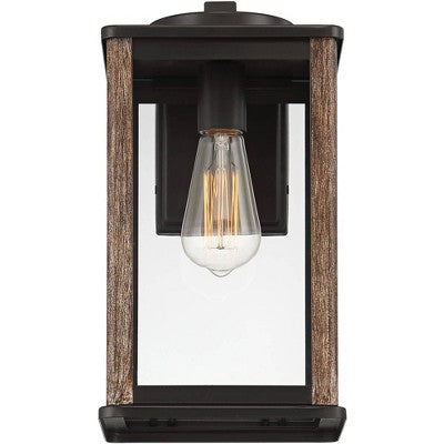  John Timberland Wordsworth Field Rustic Farmhouse Outdoor Wall Light Fixture Dark Bronze Wood Grain 14 1/4" Clear Glass Panels For Post Exterior Deck