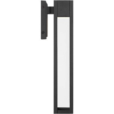  John Timberland Austin 16" High Modern Outdoor Wall Light Fixture Mount Porch House LED Bulb Weatherproof Sand Black Finish Aluminum Glass Shade