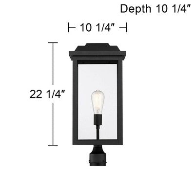  John Timberland Eastcrest Modern Outdoor Post Light Textured Black 22 1/2" Clear Glass Panels For Exterior Barn Deck House Porch Yard Patio Outside