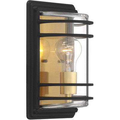  John Timberland Habitat Modern Industrial Outdoor Wall Light Fixture Black Brass 11" Clear Glass For Post Exterior Barn Deck House Porch Yard Patio