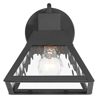  John Timberland Delia 9 1/4" High Modern Outdoor Wall Light Fixture Mount Porch House Weatherproof Textured Black Finish Metal Clear Glass Shade