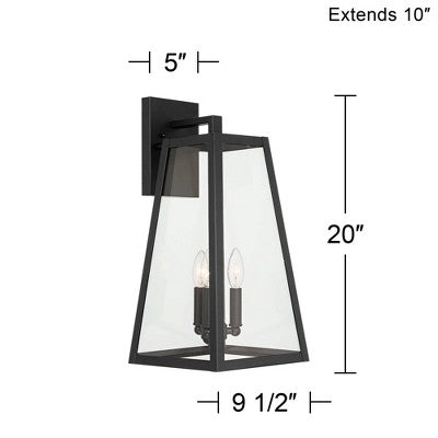  John Timberland Arrington Modern Outdoor Wall Light Fixture Mystic Black Metal 20" Clear Glass For Post Exterior Barn Deck House Porch Yard Posts Home