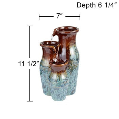  John Timberland Zen Indoor Tabletop Water Fountain 11 1/2" High Mediterranean Jar Cascading For Table Desk Office Home Bedroom