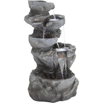  Five Bowl 40 1/2" High Large Zen Modern Indoor Outdoor Decor Gray Resin Floor Fountain With Light LED Waterfall Outside Garden Patio