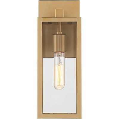  John Timberland Modern Outdoor Wall Light Fixture Soft Gold 14 1/4" Clear Glass For Exterior Barn Deck House Home Porch Yard Patio