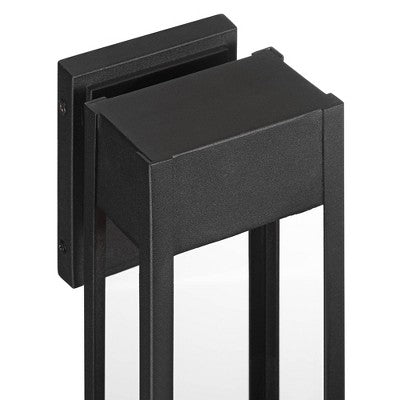  John Timberland Austin 16" High Modern Outdoor Wall Light Fixture Mount Porch House LED Bulb Weatherproof Sand Black Finish Aluminum Glass Shade