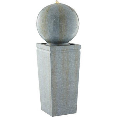  Ball And Pillar 34 1/4" High Large Modern Indoor Outdoor Decor Faux Stone Floor Fountain With Light LED Bubbler Outside Garden Patio