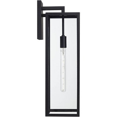  John Timberland Modern Industrial Outdoor Wall Light Fixture Mystic Black 27" Clear Glass Panels For Exterior Barn Deck House Porch Yard Patio Garage