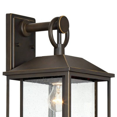  John Timberland Califa Mission Outdoor Wall Light Fixture Bronze 18" Clear Textured Glass For Post Exterior Barn Deck House Porch Yard Posts Patio
