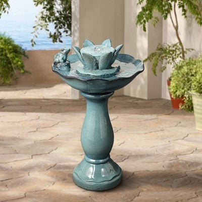  John Timberland Pleasant Pond Modern Bubbler Lotus Flower Outdoor Floor Water Fountain 25 1/4" For Yard Garden Patio Deck Porch House Exterior