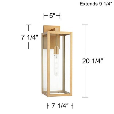  John Timberland Titan Modern Outdoor Wall Light Fixture Soft Gold 20 1/4" Clear Glass For Post Exterior Barn Deck House Porch Yard Posts Patio Home