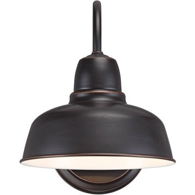  John Timberland Urban Barn Industrial Rustic Wall Light Sconces Set Of 2 Oil Rubbed Bronze Hardwire 8 1/2" Fixture Gooseneck Arm For Bedroom Bathroom