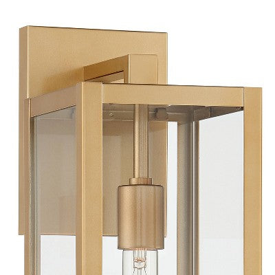  John Timberland Titan Modern Outdoor Wall Light Fixtures Set Of 2 Soft Gold Rectangular Frame 17" Clear Glass For Post Exterior Barn