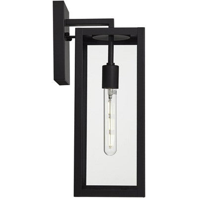  John Timberland Titan Modern Outdoor Wall Light Fixtures Set Of 2 Mystic Black Rectangular Frame 17" Clear Glass For Post Exterior Barn