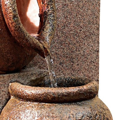  John Timberland Rustic Outdoor Floor Water Fountain 35 1/2" High Three Cascading Urn Pillar For Yard Garden Patio Deck Home