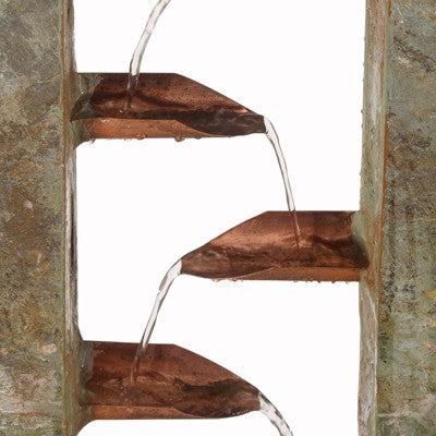  Zigzag Zen 47 3/4" High Large Modern Outdoor Decor Slate And Copper Floor Fountain Cascading Outside Garden Patio Yard Backyard