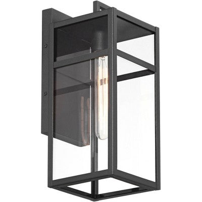  John Timberland San Lucas 14 1/2" High Modern Outdoor Wall Light Fixture Mount Porch House Exterior Weatherproof Sand Black Metal Clear Glass Shade
