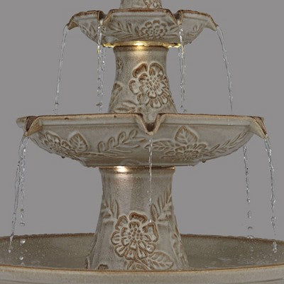  Formentera 45" High Large Italian Outdoor Decor Ceramic Floor Fountain With Light LED 3-Tier Outside Garden Patio Yard Backyard