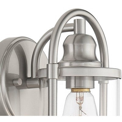  John Timberland Avani Rustic Farmhouse Outdoor Wall Light Fixture Brushed Nickel 10 1/4" Clear Glass For Exterior Barn Deck House Porch Yard Patio