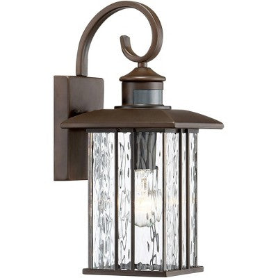  John Timberland Deaver Modern Outdoor Wall Light Fixtures Set Of 2 Bronze Motion Sensor Dusk To Dawn 15 1/4" Water Glass For Exterior