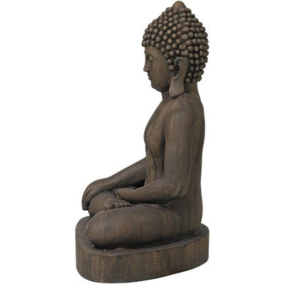  John Timberland Sitting Buddha Statue Sculpture Zen Decor Outdoor Garden Front Porch Patio Yard Outside Dark Sandstone Faux Stone Finish 29 1/2" High