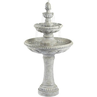  John Timberland Pineapple Modern 3 Tier Cascading Outdoor Floor Water Fountain 44" For Yard Garden Patio Home Deck Porch House Exterior Balcony Roof