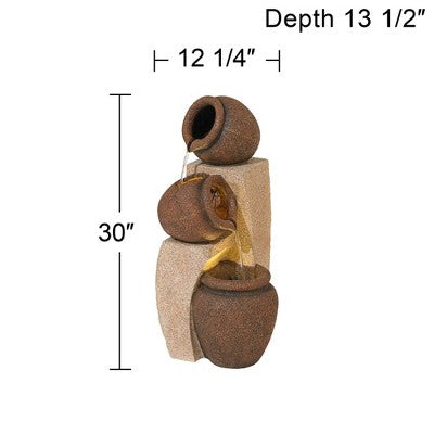  John Timberland Tipping Jugs Rustic Cascading Outdoor Floor Water Fountain With LED Light 30" For Yard Garden Patio Home Deck Porch House Roof