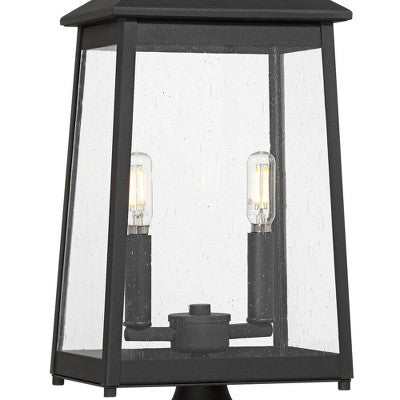  John Timberland Jubliee 20 1/4" High Modern Outdoor Post Light Fixture Pole Porch House Exterior 2-Light Weatherproof Black Metal Clear Glass Shade