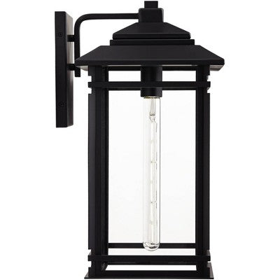  John Timberland North House Mission Outdoor Wall Light Fixture Matte Black Metal 19" Clear Glass For Post Exterior Barn Deck House Porch Yard Patio