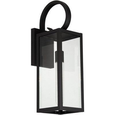  John Timberland Modern Outdoor Wall Light Fixtures Set Of 2 Deep Black 21" Clear Glass For Post Exterior Barn Deck House Porch