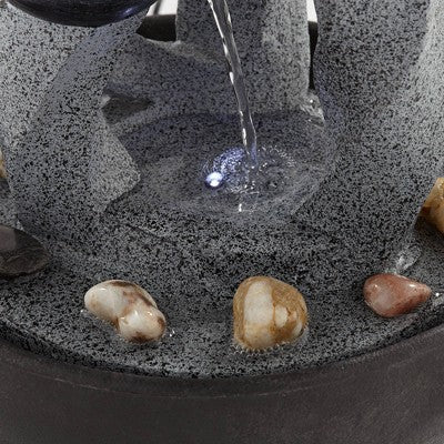  John Timberland Three Twist Column Modern Zen Cascading Bowls Indoor Tabletop Water Fountain With LED Light 11" For Table Office Desk Home Bedroom